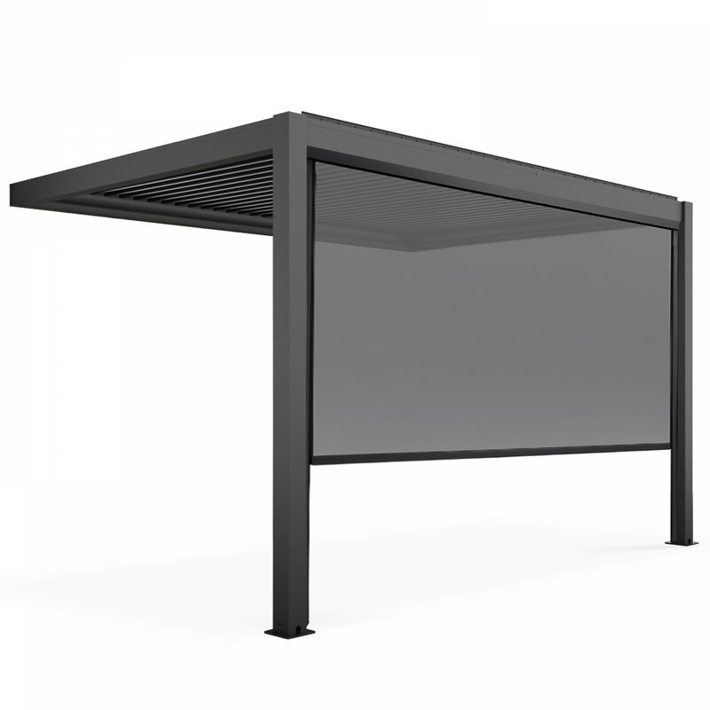 Oviala - Pergola bioclimatique adossée 3x4m et 1 Store 3,73 x 2,34 m