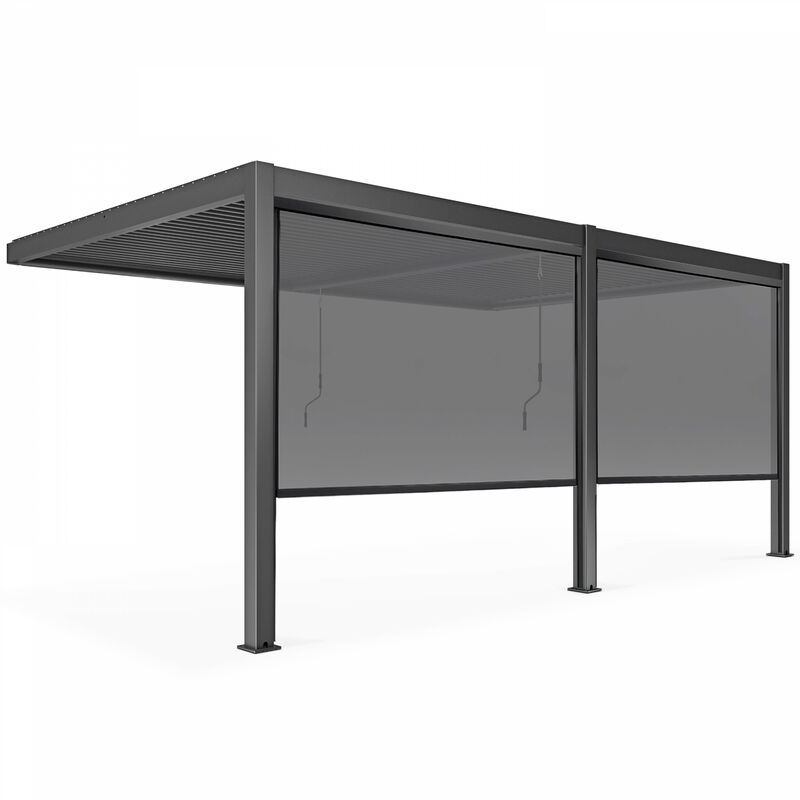 Oviala - Pergola bioclimatique adossée 3x6m et 2 Stores 2,66 x 2,34m