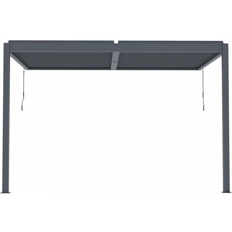 Habitat Et Jardin - Pergola bioclimatique adossée avec led 'Windsor' - 3 x 4 m - Anthracite