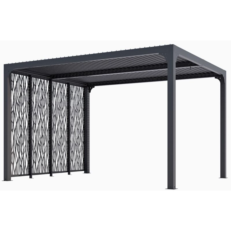 Pergola bioclimatique de 10,80 m2 équipée de 4 panneaux moucharabieh