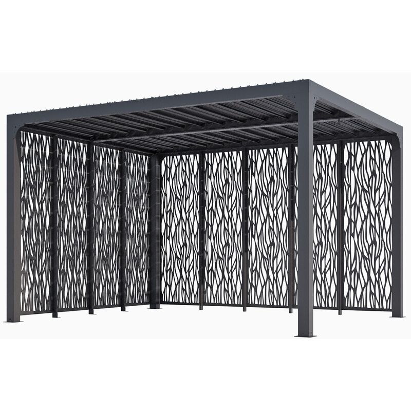 Altona - Pergola bioclimatique de 10,80 m2 équipée panneaux moucharabieh sur deux faces