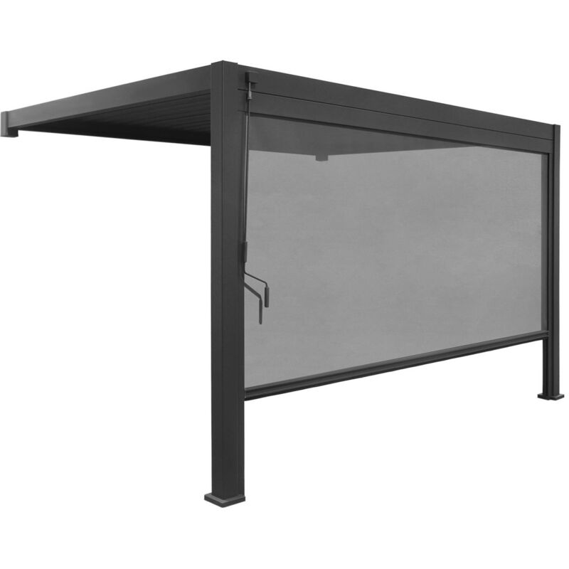 SWEEEK Pergola bioclimatique aluminium adoss&eacute;e 4x3m + 1 store 4m anthracite