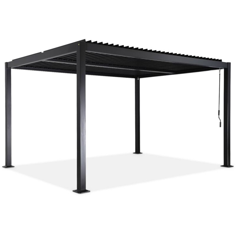 Pergola bioclimatique noir. aluminium et acier. 3x4m. lames orientables