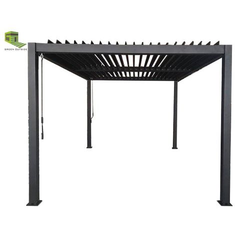 Pergola adossée aluminium avec toit coulissant 12 m2 - Habrita - Gamm vert