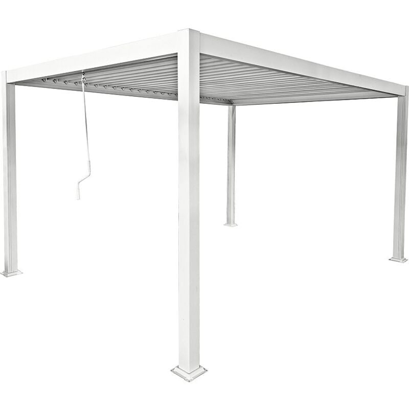 Vente-unique - Pergola bioclimatique autoportante en aluminium avec lames orientables - 12 m² - blanche- amalfi