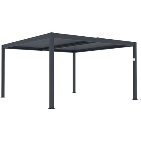 Pergola bioclimatique autoportante électrique anthracite en aluminium avec lames orientables 15,6 m² - AMADORA