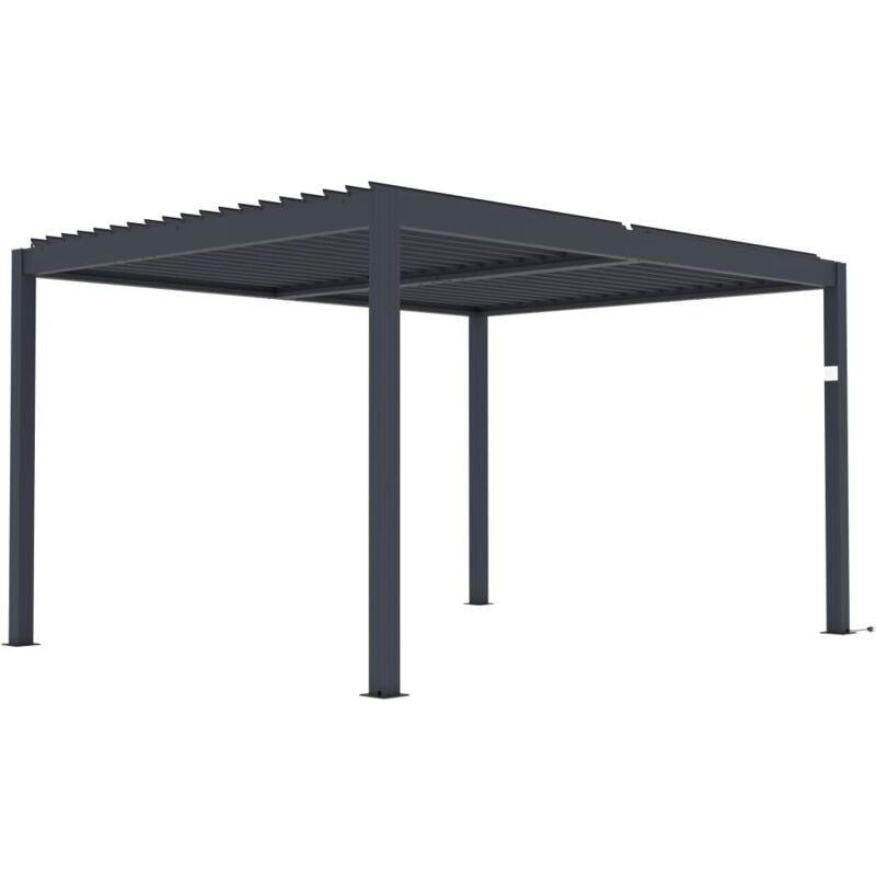 Vente-unique - Pergola bioclimatique autoportante électrique en aluminium avec lames orientables 12 m² anthracite - amadora