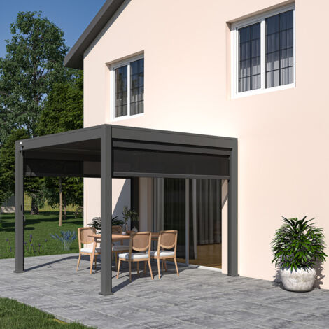 Pergola bioclimatique autoportante Ombréa VS 3x3M Anthracite + 1 store