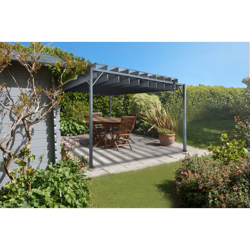 Pergola bioclimatique autoportée bahia 4x3m Gris anthracite