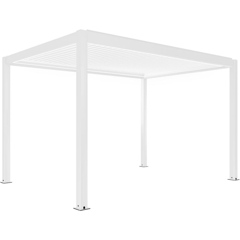 Pergola bioclimatique autoportée motorisée et éclairée 3x4 m blanc