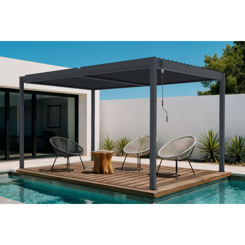 Pergola bioclimatique autoportée piana 4x3m aluminium gris