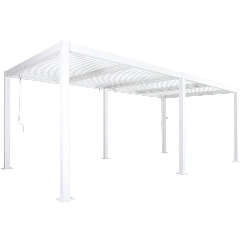 Pergola bioclimatique blanc. aluminium et acier. 3x6m. lames orientables