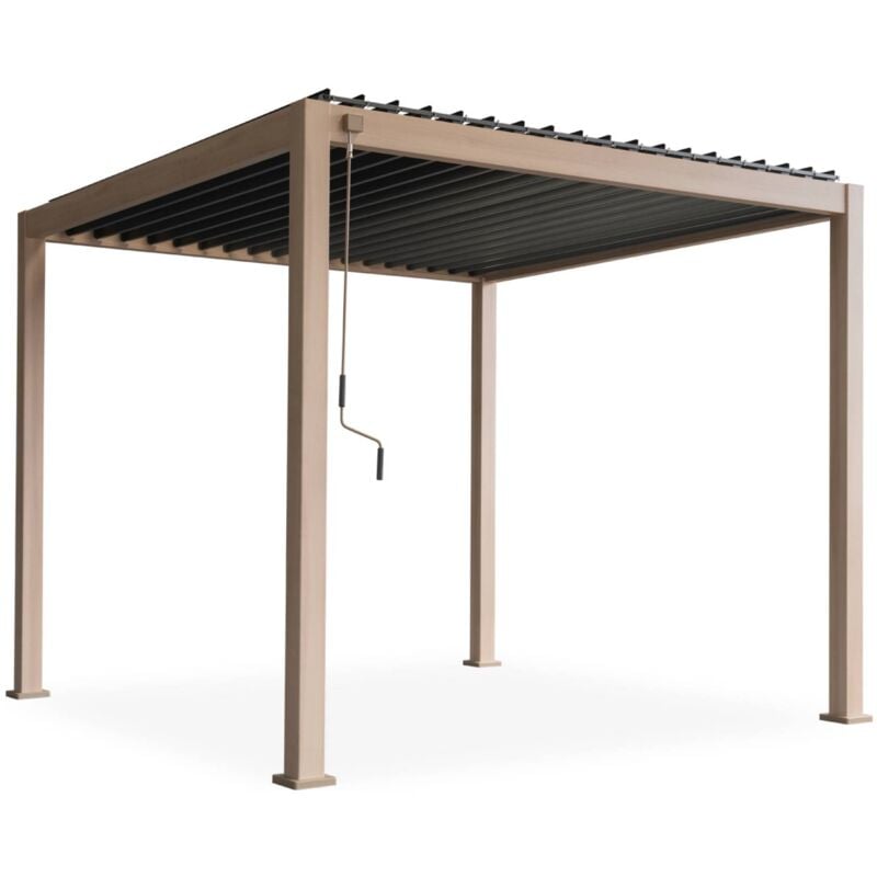 Pergola bioclimatique aluminium coloris bois Triomphe 3x3 m lames orientables