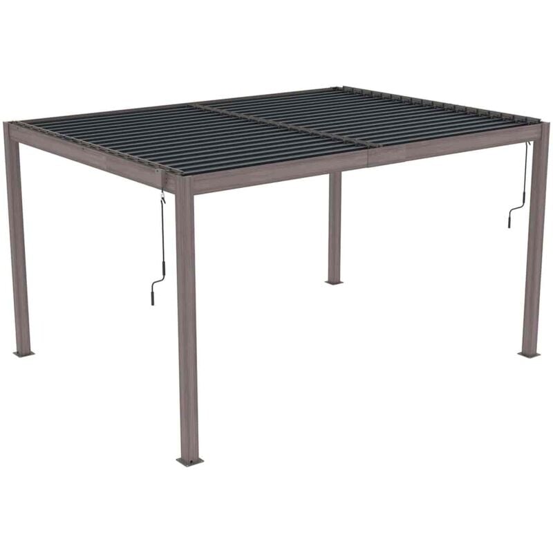 Pergola Bioclimatique Gardiun Hampshire 3x4 de 12m2 Tonnelle de Jardin Rétractable Aluminium et Acier Galvanizée Effet Bois