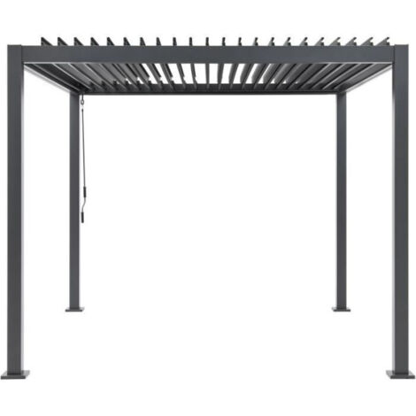 Pergola bioclimatique GAYA - Structure en aluminium et en acier - 290x290xH240 cm - Gris