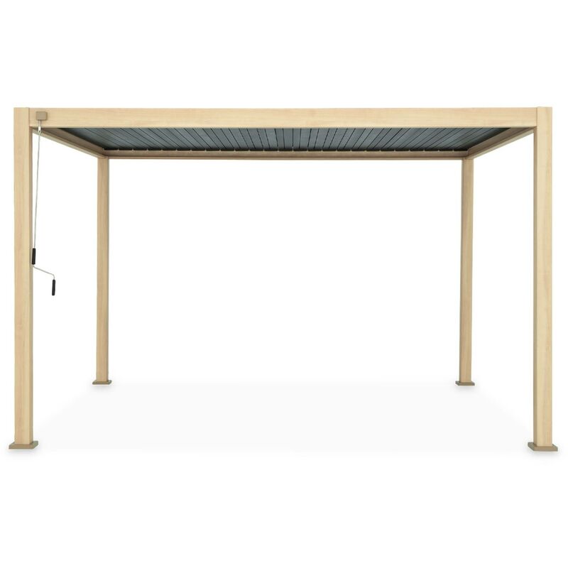 Sweeek - Pergola Bioclimatique coloris bois clair – Triomphe – 3x4m. aluminium. à lames orientables