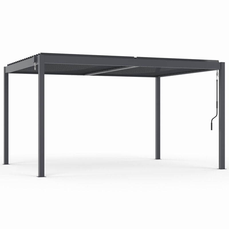 Pergola bioclimatique lames orientables 3x4M aluminium gris anthracite