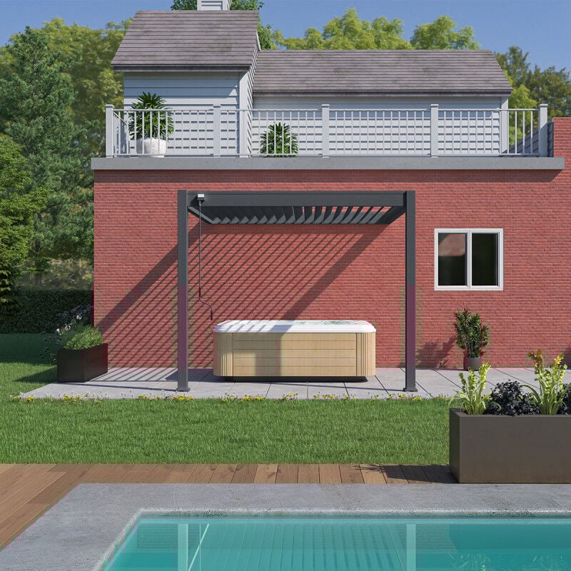 Pergola bioclimatique Ombréa vs adossée 3x3M - anthracite