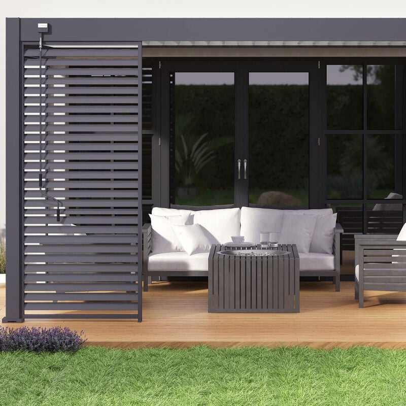 Ombrea - Pergola Bioclimatique Ombréa vs 3x4M adossée - Anthracite/Blanc - V2