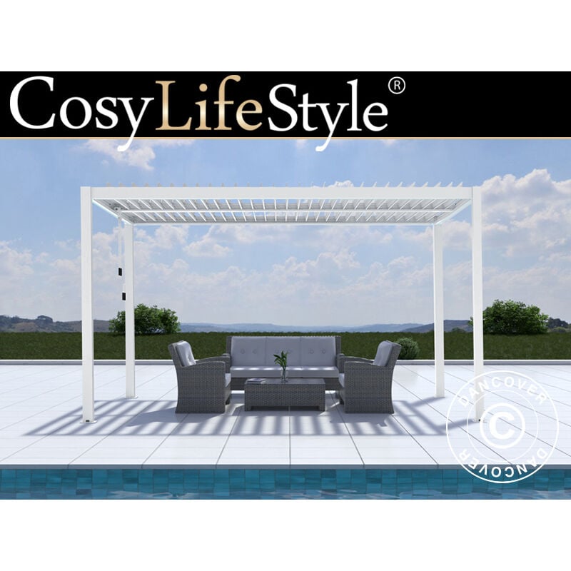 Pergola bioclimatique San Pablo, 3x4m, Blanc