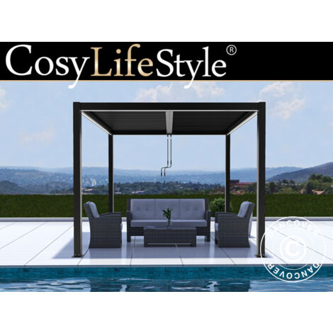 Pergola bioclimatique San Pablo Alu+, 3x3m, Noir