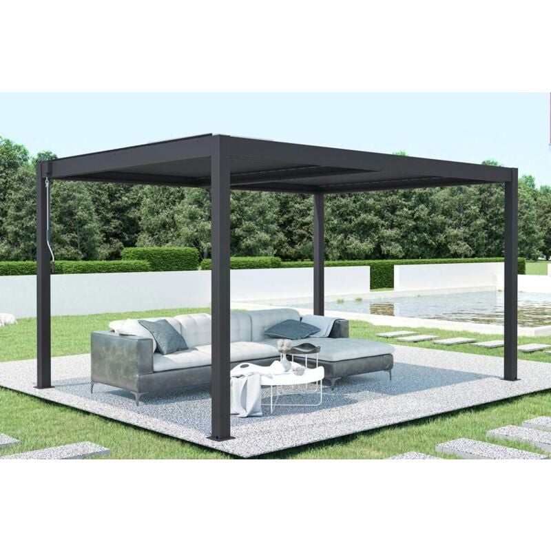 Pergola bioclimatique SANTA 4x3m Aluminium Gris anthracite