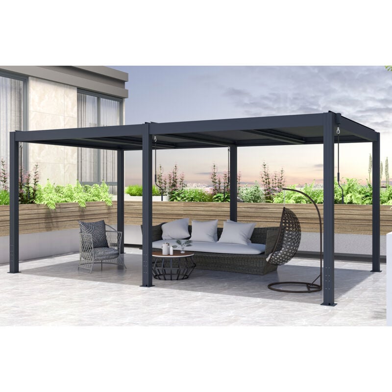 Cazeboo - Pergola Bioclimatique santa 5x3m Aluminium Gris anthracite - lames orientables