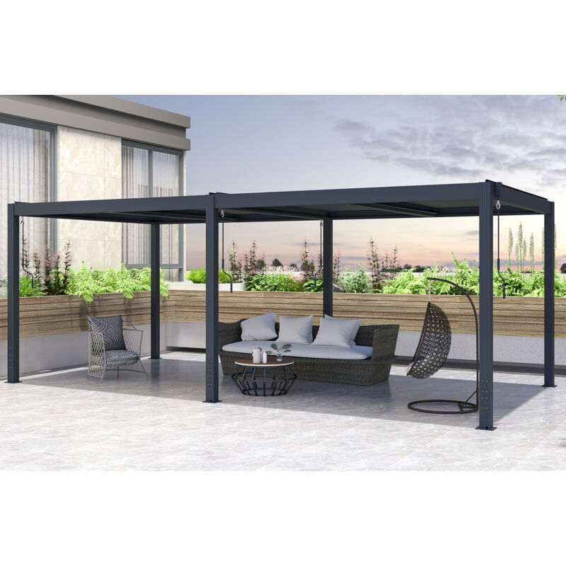 Cazeboo - Pergola Bioclimatique santa 6x3m Aluminium Gris anthracite - lames orientables