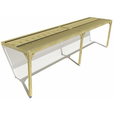 Pergola bois • 10m x 2m • adossée • sens largeur • lames orientables bioclimatiques incluses • livraison comprise