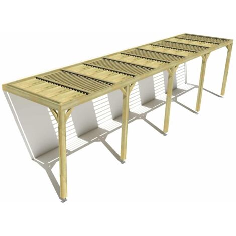 Pergola bois • 10m x 2m • adossée • sens profondeur • lames orientables bioclimatiques incluses • livraison comprise