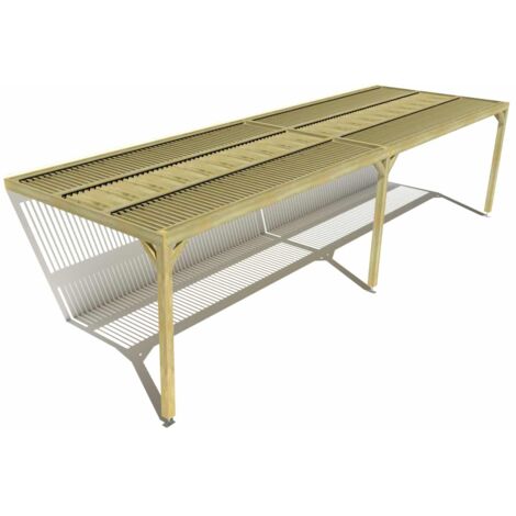 Pergola bois • 10m x 3m • adossée • sens largeur • lames orientables bioclimatiques incluses • livraison comprise