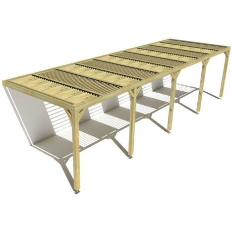 Pergola bois • 10m x 3m • adossée • sens profondeur • lames orientables bioclimatiques incluses • livraison comprise