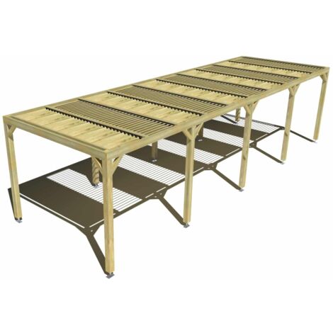 Pergola bois • 10m x 3m • indépendante • sens profondeur • lames orientables bioclimatiques incluses • livraison comprise