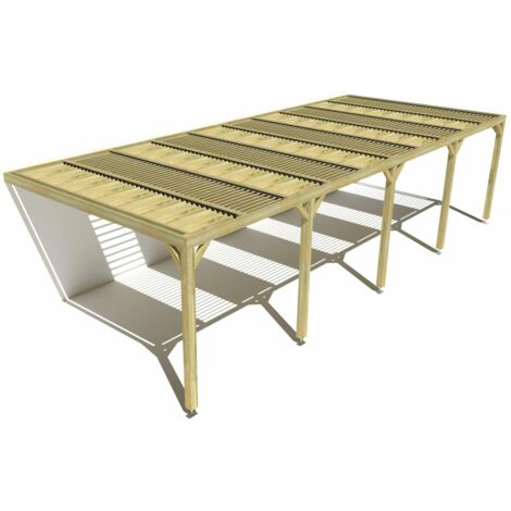 Pergola bois • 10m x 4m • adossée • sens profondeur • lames orientables bioclimatiques incluses • livraison comprise