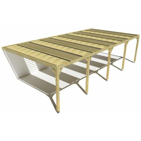 Pergola bois • 10m x 5m • adossée • sens profondeur • lames orientables bioclimatiques incluses • livraison comprise