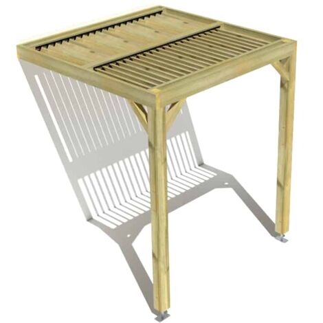 Pergola bois • 2m x 2m • adossée • sens largeur • lames orientables bioclimatiques incluses • livraison comprise