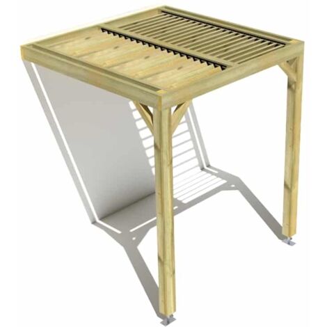 Pergola bois • 2m x 2m • adossée • sens profondeur • lames orientables bioclimatiques incluses • livraison comprise