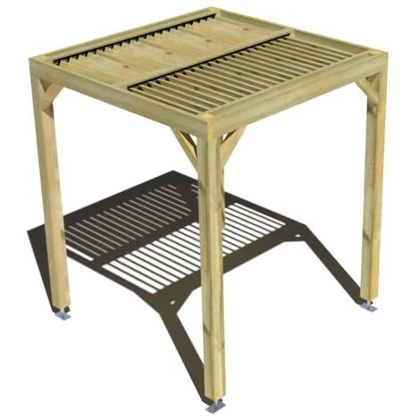 Pergola bois • 2m x 2m • indépendante • sens largeur • lames orientables bioclimatiques incluses • livraison comprise
