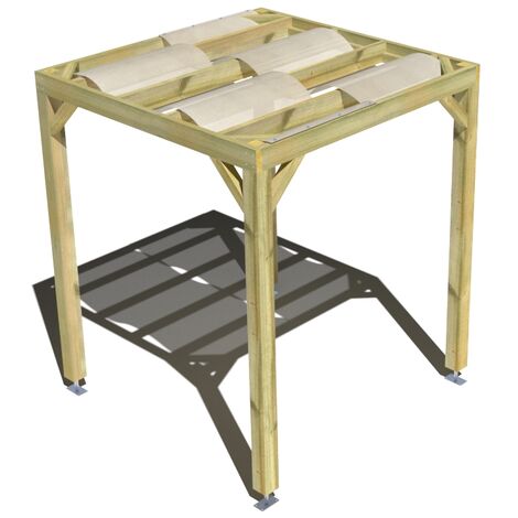 Pergola bois • 2m x 2m • indépendante • sens largeur • voilage semi-transparent inclus • livraison comprise