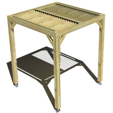 Pergola bois • 2m x 2m • indépendante • sens profondeur • lames orientables bioclimatiques incluses • livraison comprise