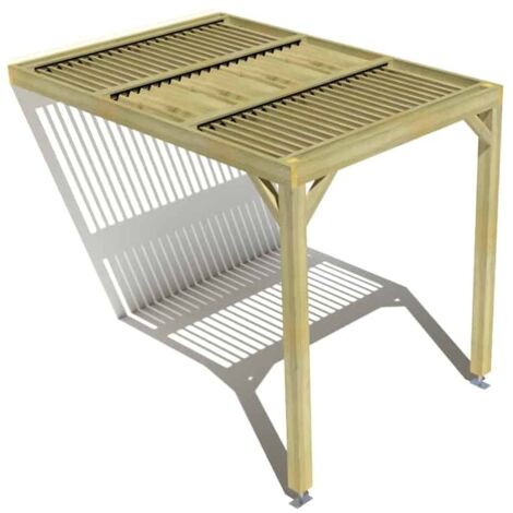 Pergola bois • 2m x 3m • adossée • sens largeur • lames orientables bioclimatiques incluses • livraison comprise