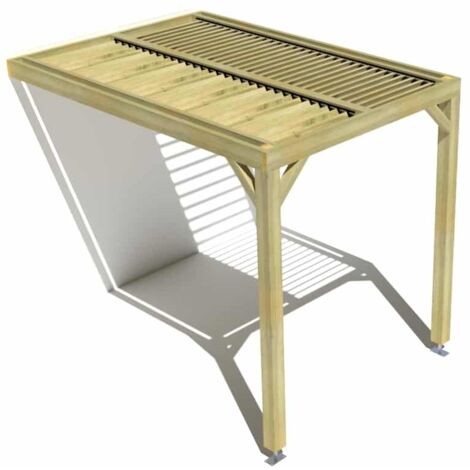 Pergola bois • 2m x 3m • adossée • sens profondeur • lames orientables bioclimatiques incluses • livraison comprise
