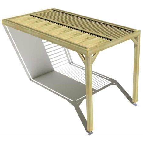 Pergola bois • 2m x 4m • adossée • sens profondeur • lames orientables bioclimatiques incluses • livraison comprise