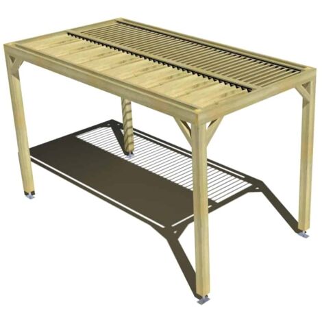 Pergola bois • 2m x 4m • indépendante • sens profondeur • lames orientables bioclimatiques incluses • livraison comprise