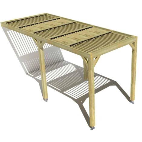 Pergola bois • 2m x 5m • adossée • sens largeur • lames orientables bioclimatiques incluses • livraison comprise