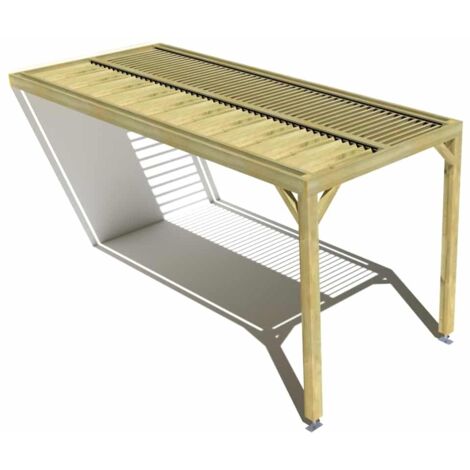 Pergola bois • 2m x 5m • adossée • sens profondeur • lames orientables bioclimatiques incluses • livraison comprise