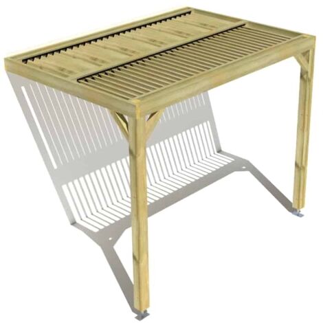 Pergola bois • 3m x 2m • adossée • sens largeur • lames orientables bioclimatiques incluses • livraison comprise