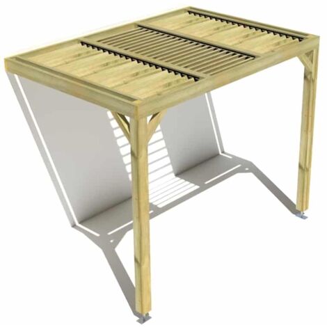 Pergola bois • 3m x 2m • adossée • sens profondeur • lames orientables bioclimatiques incluses • livraison comprise