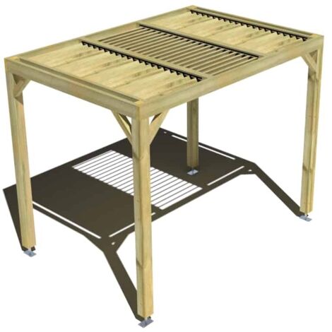 Pergola bois • 3m x 2m • indépendante • sens profondeur • lames orientables bioclimatiques incluses • livraison comprise