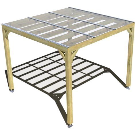 Pergola bois • 3m x 3m • indépendante • sens largeur • couverture étanche transparente incluse • livraison comprise